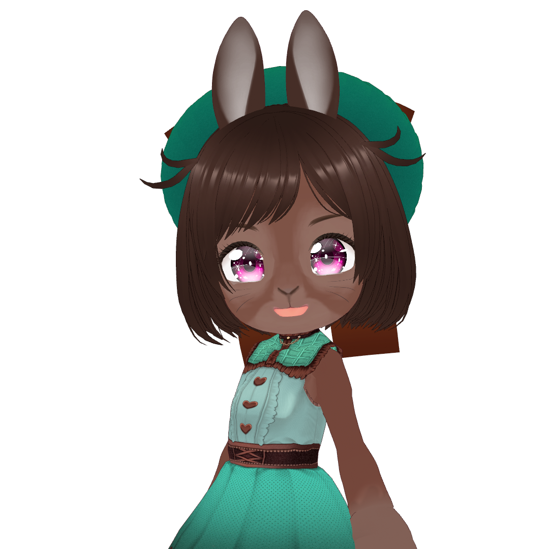 Kemono Brownie wearing a chocolate mint themed dress and berret